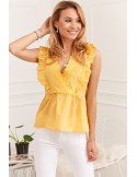 Women\'s summer blouse with embroidered front, yellow 87222 - Online store - Boutique